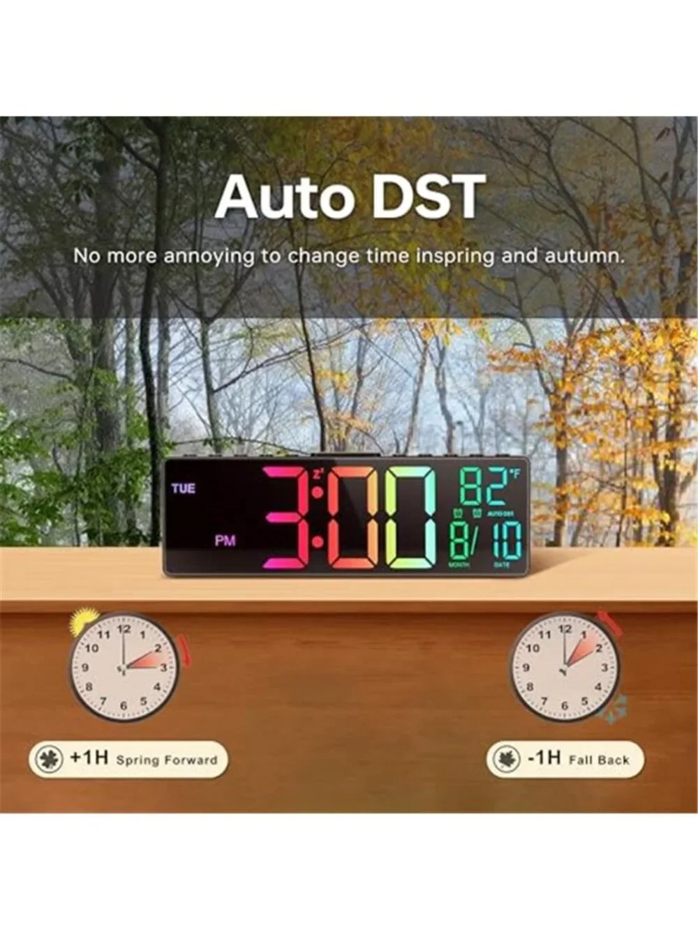 Large Digital Wall Clock For Seniors 10 5 Inch LED Calendar Day Date Temperature